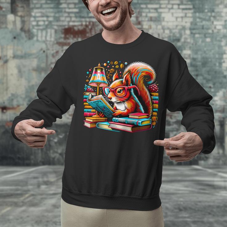 Squirrel Reading a Book Lover Bookworm Unisex Sweatshirt