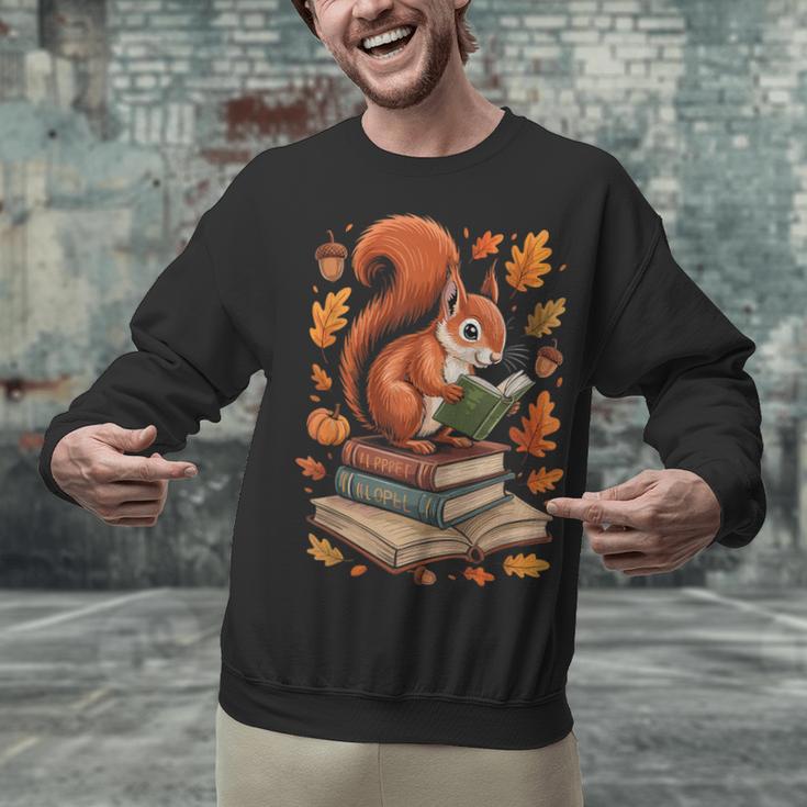 Squirrel Reading Book Lovers Fall Leaves Library Books Unisex Sweatshirt Squirrel Reading Book Lovers Fall Leaves Library Books Unisex Sweatshirt