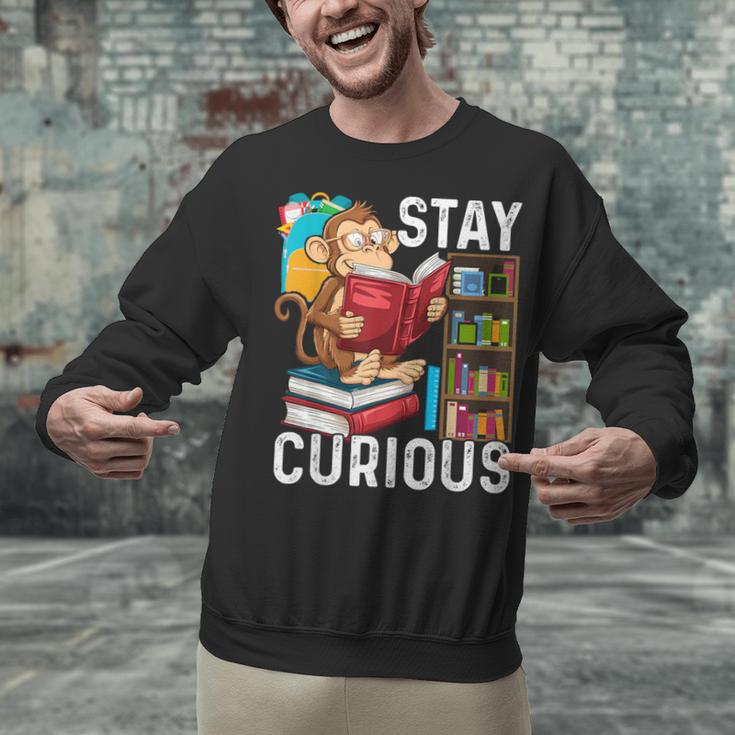 Stay Curious Monkey Reading Book Lover Bookworm Unisex Sweatshirt Stay Curious Monkey Reading Book Lover Bookworm Unisex Sweatshirt