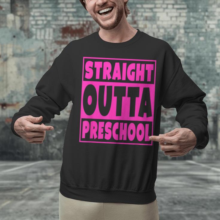 Straight Outta Preschool Class Graduation Pink Unisex Sweatshirt