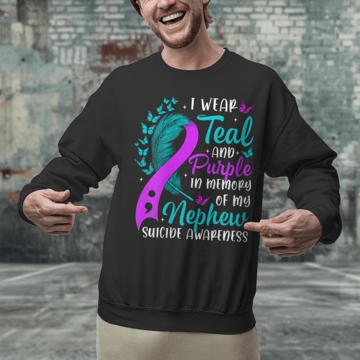 Suicide Awareness I Wear Teal Purple In Memory Of My Nephew Unisex Sweatshirt