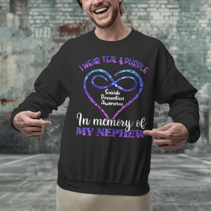 Suicide Prevention Shirt Teal & Purple In Memory Of Nephew Unisex Sweatshirt