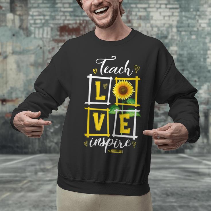 Sunflower Teach Love Inspire Cool Graduation Teacher School Unisex Sweatshirt