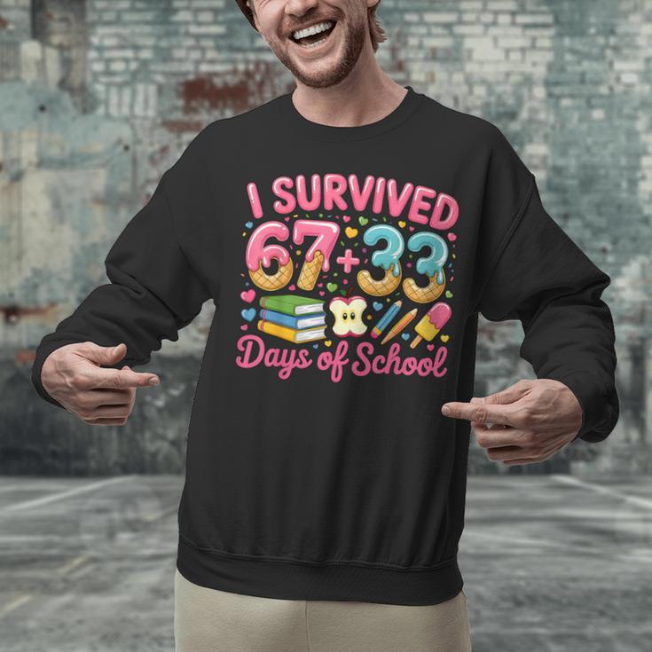 Survived 67 Days Of School Ice Cream Drip Apple Pencil Book Unisex Sweatshirt Survived 67 Days Of School Ice Cream Drip Apple Pencil Book Unisex Sweatshirt