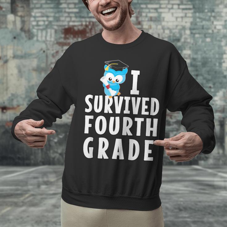 I Survived Fourth Grade Graduation Kids Owl Grad Unisex Sweatshirt