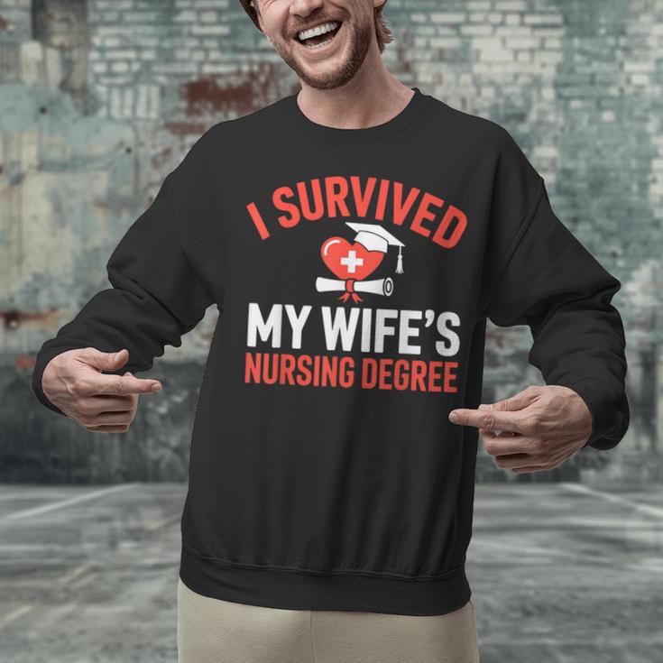 I Survived My Wife's Nursing Degree Rn Graduation Nurse Unisex Sweatshirt