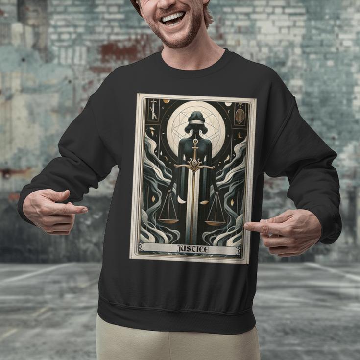 Tarot Cards Guide Book Esoteric Mysticism Clothing Tarot Card Justice Unisex Sweatshirt