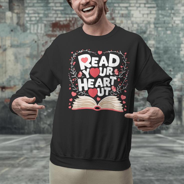 Teach Inspire Grow Everyday Read Your Heart Out Valentine Book-Themed Small Unisex Sweatshirt