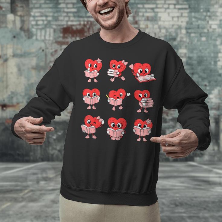 Teacher Valentines Day Reading Book Lover Bookworm Library Unisex Sweatshirt