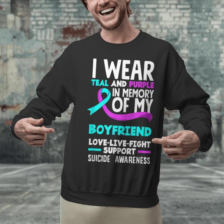 Teal & Purple In Memory Of My Boyfriend Suicide Prevention Unisex Sweatshirt Teal & Purple In Memory Of My Boyfriend Suicide Prevention Unisex Sweatshirt