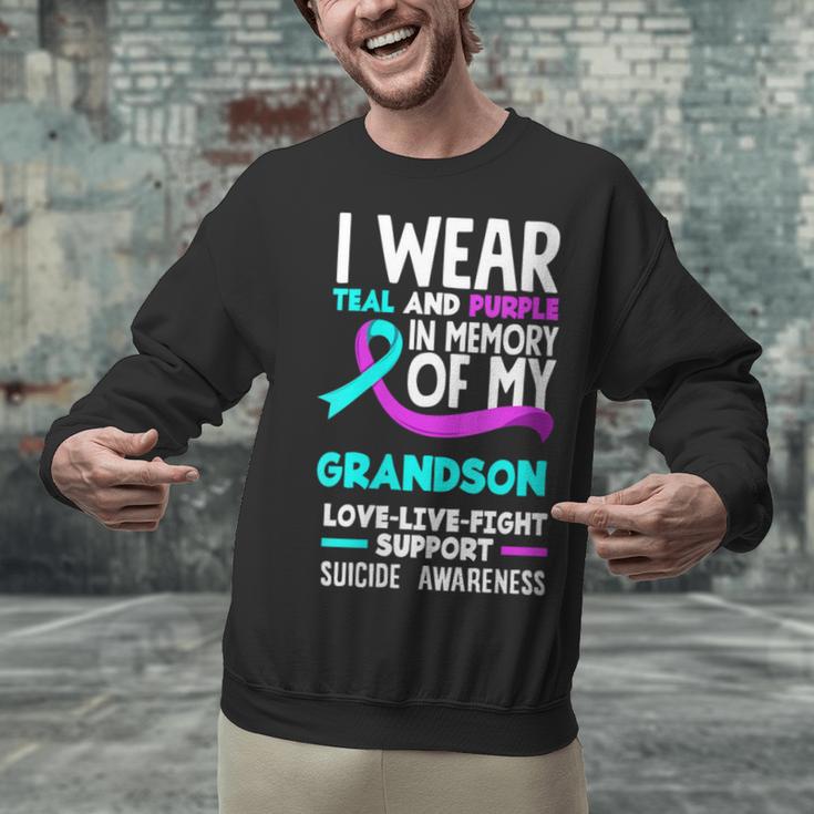 Teal & Purple In Memory Of My Grandson Suicide Prevention Unisex Sweatshirt Teal & Purple In Memory Of My Grandson Suicide Prevention Unisex Sweatshirt