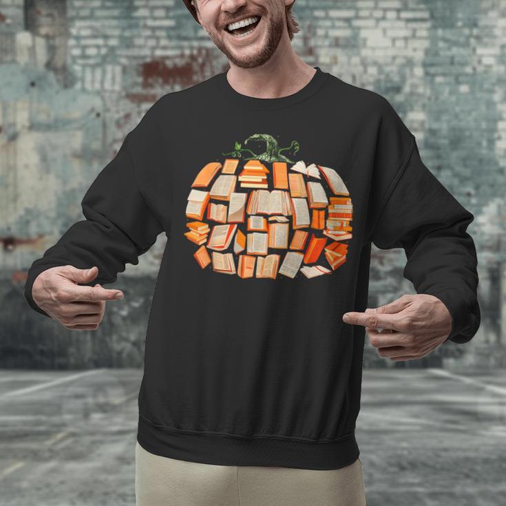 Thanksgiving Fall Books Pumpkins Vintage Library Teacher Kid Unisex Sweatshirt