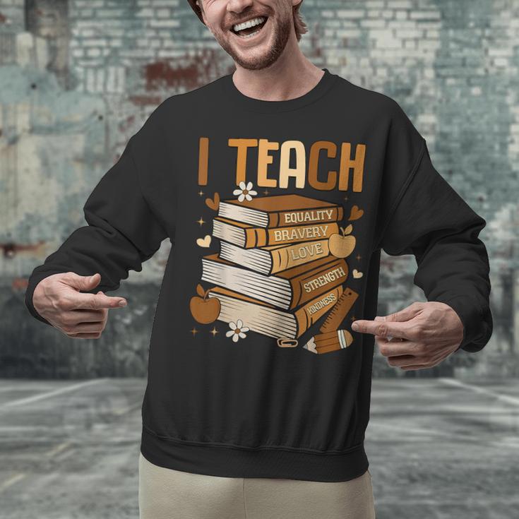 History Month I Teach Melanin Book Black Teacher Unisex Sweatshirt