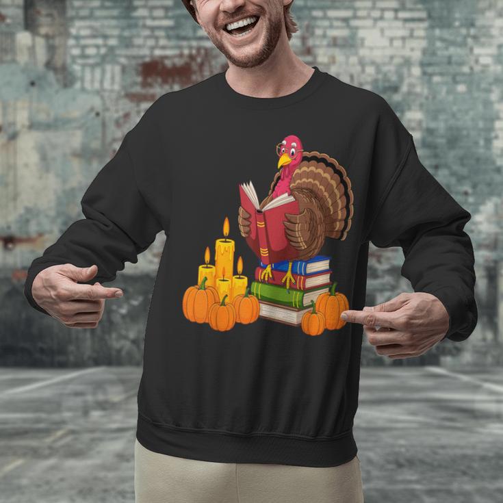 Turkey Reading Books Fall Thanksgiving Teacher Book Unisex Sweatshirt Turkey Reading Books Fall Thanksgiving Teacher Book Unisex Sweatshirt