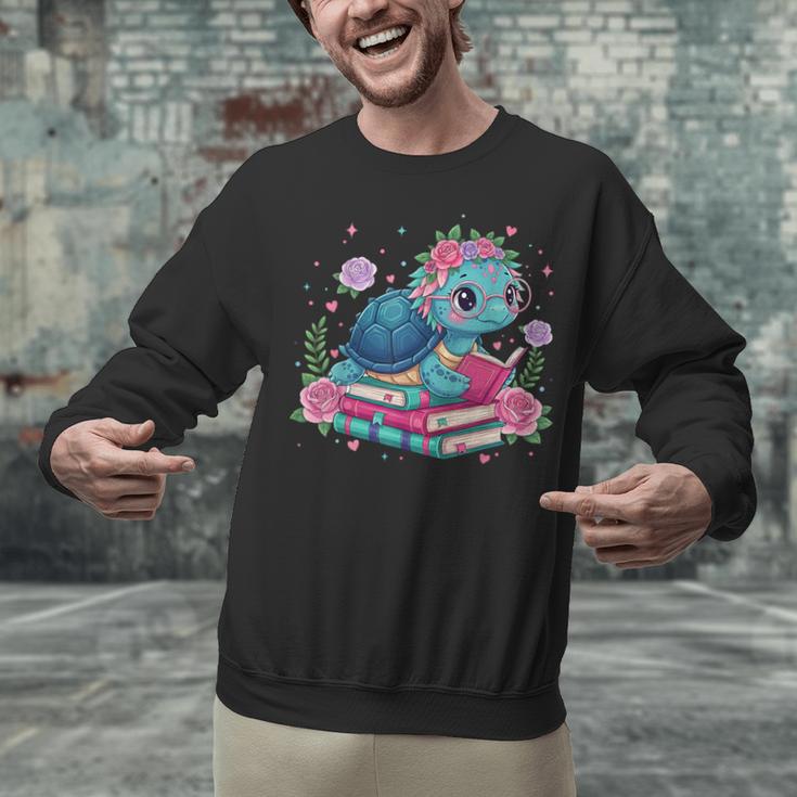 Turtle Bookworm Reading Book Bookworm Book Nerd Cute Graphic Unisex Sweatshirt