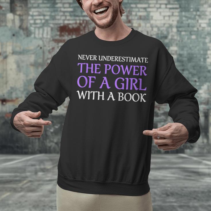 Never Underestimate Girl With A Book Women Inspiration Quote Unisex Sweatshirt
