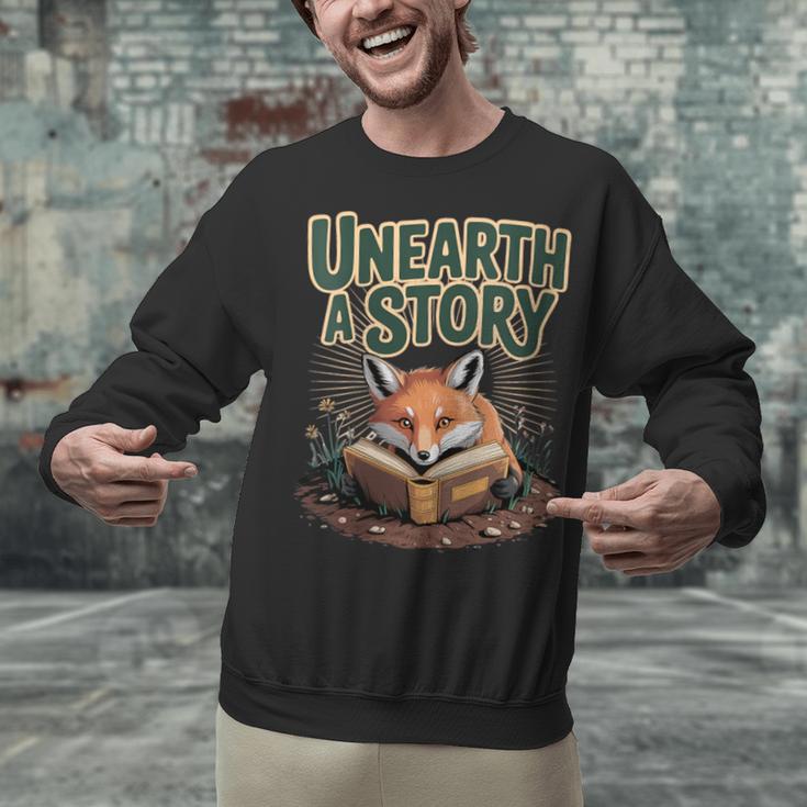 Unearth A Story Fox Reads a Book Unisex Sweatshirt Unearth A Story Fox Reads a Book Unisex Sweatshirt