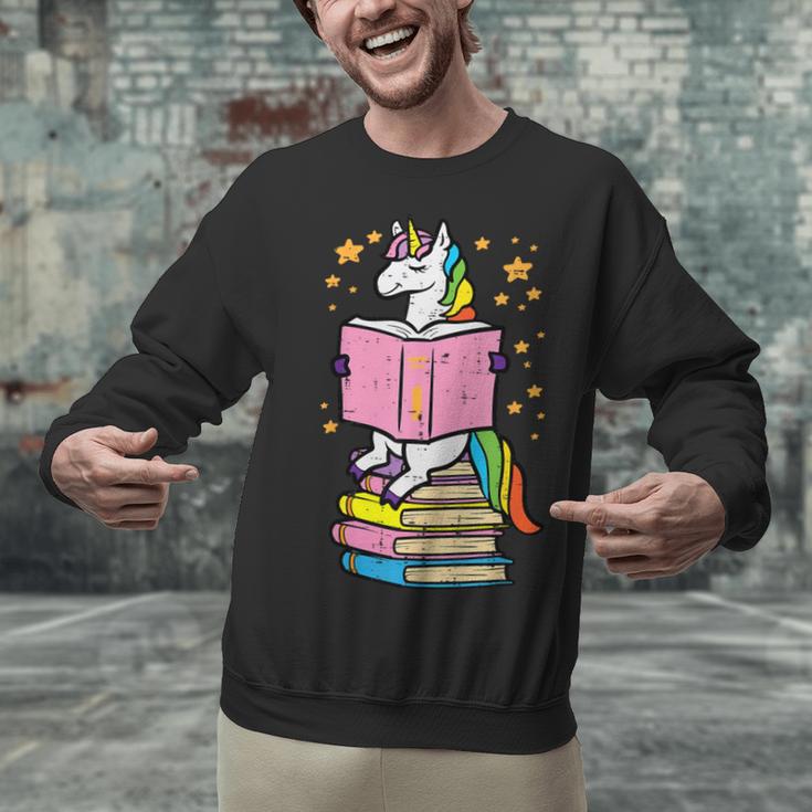 Unicorn Read Reading Book Librarian America Girls Women Unisex Sweatshirt
