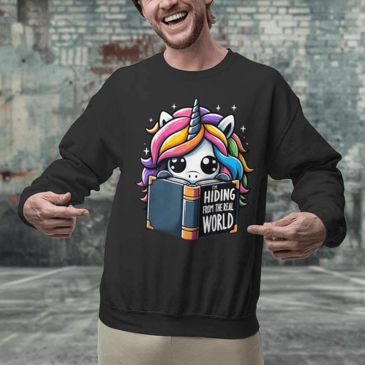 Unicorn Reading Book Reader Introvert Book Lover Humor Unisex Sweatshirt Unicorn Reading Book Reader Introvert Book Lover Humor Unisex Sweatshirt