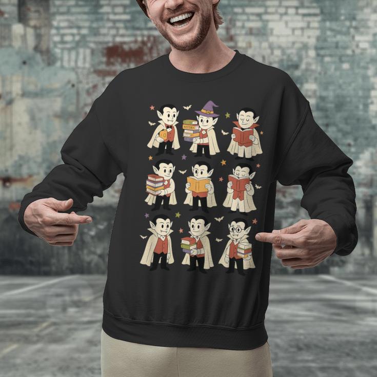 Vampire Reading Books Halloween Cute Teens Kids Unisex Sweatshirt