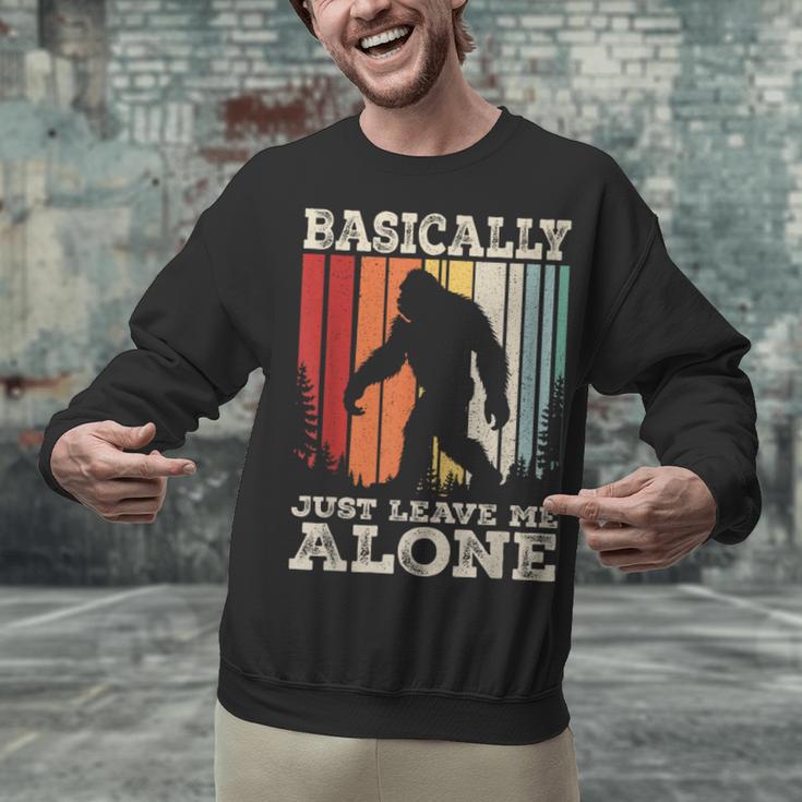 Vintage Basically Just Leave Me Alone Bigfoot Introverts Unisex Sweatshirt