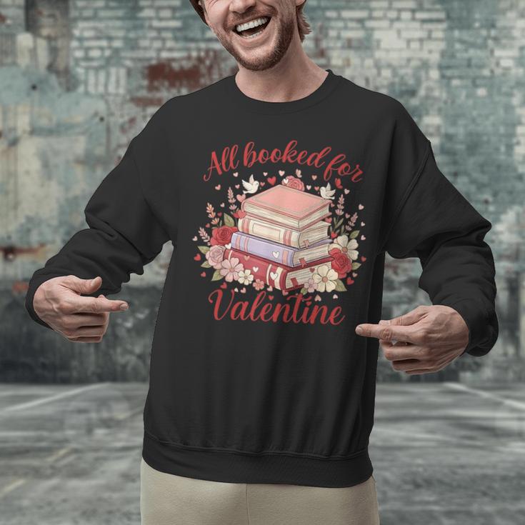 Vintage All Booked For Valentines Book Lovers Teacher Kids Unisex Sweatshirt