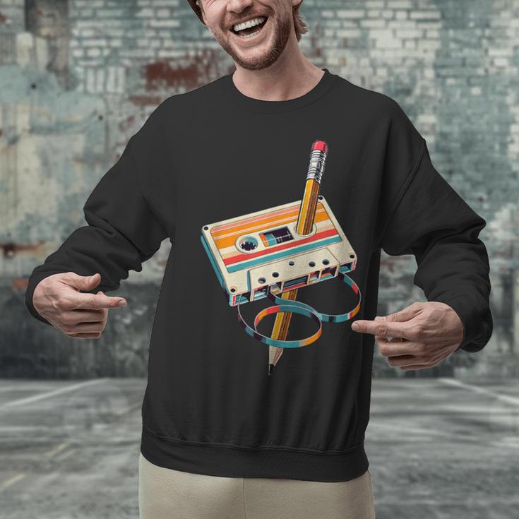 Vintage Cassette Tape And Pencil Nostalgia Party 70s 80s 90s Unisex Sweatshirt