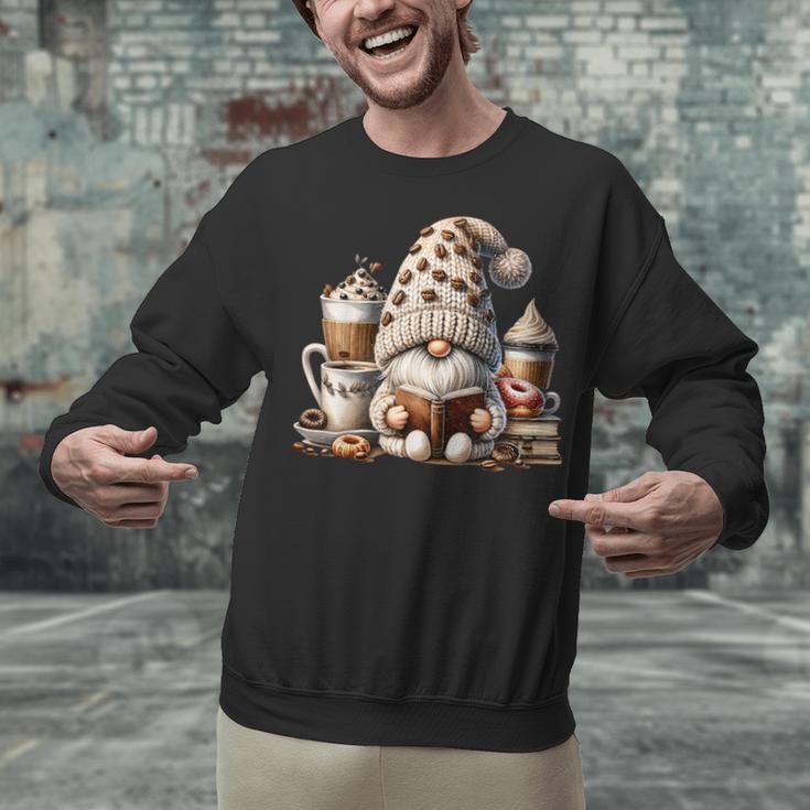 Vintage Cute Gnome Reading Book Coffee Latte Men Women Kids Unisex Sweatshirt