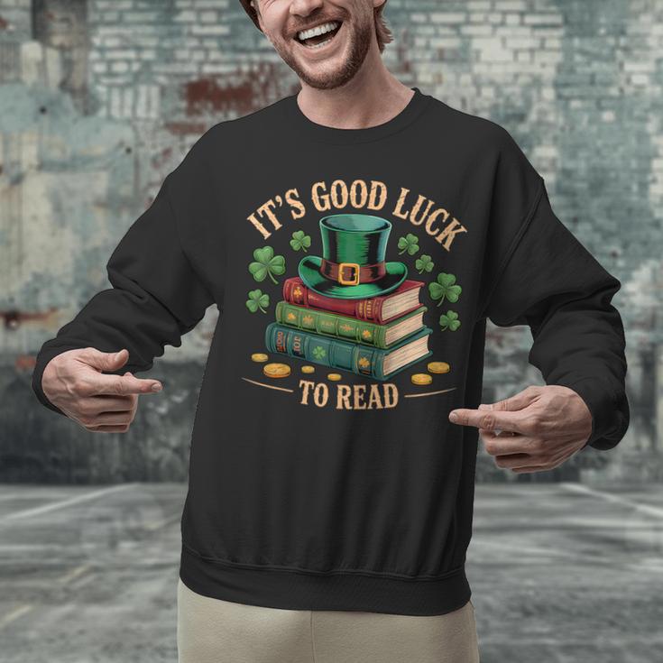 Vintage It's Good Luck To Read St Patrick's Day Book Lucky Unisex Sweatshirt
