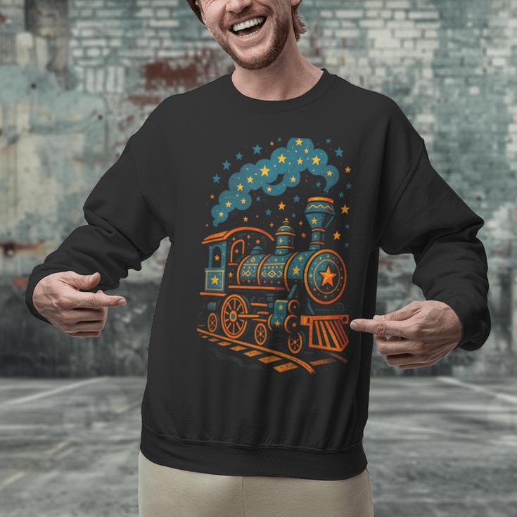 Vintage Locomotive Nostalgia Railroad Stars Unisex Sweatshirt