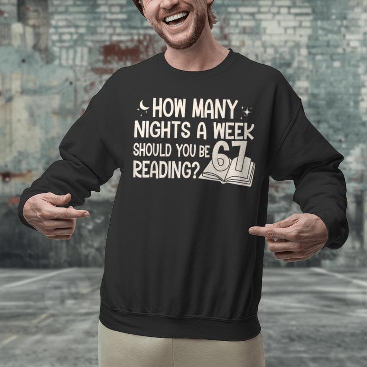 Vintage How Many Nights Reading 67 Meme Book Lover Teacher Unisex Sweatshirt