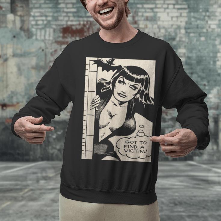 Vintage Vampire Bat Vampire Pin Up Girl Horror Comic Book Unisex Sweatshirt Vintage Vampire Bat Vampire Pin Up Girl Horror Comic Book Unisex Sweatshirt