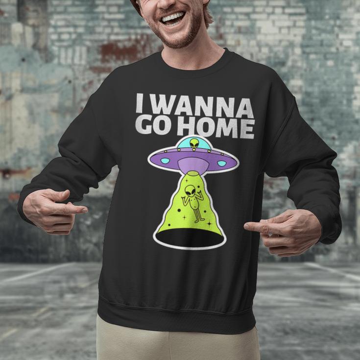 I Wanna Go Home Introvert UFO UAP Flying Saucer Trippy Alien Unisex Sweatshirt