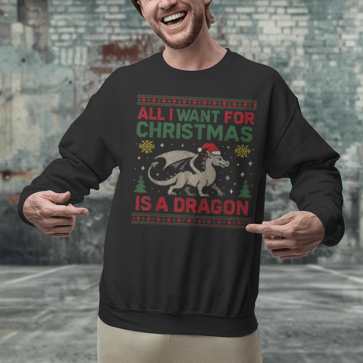All I Want For Christmas Is A Dragon & Books Ugly Sweater Unisex Sweatshirt