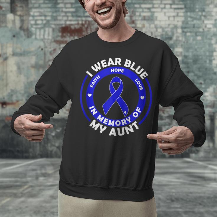 I Wear Blue In Memory Of My Aunt Colon Cancer Awareness Unisex Sweatshirt