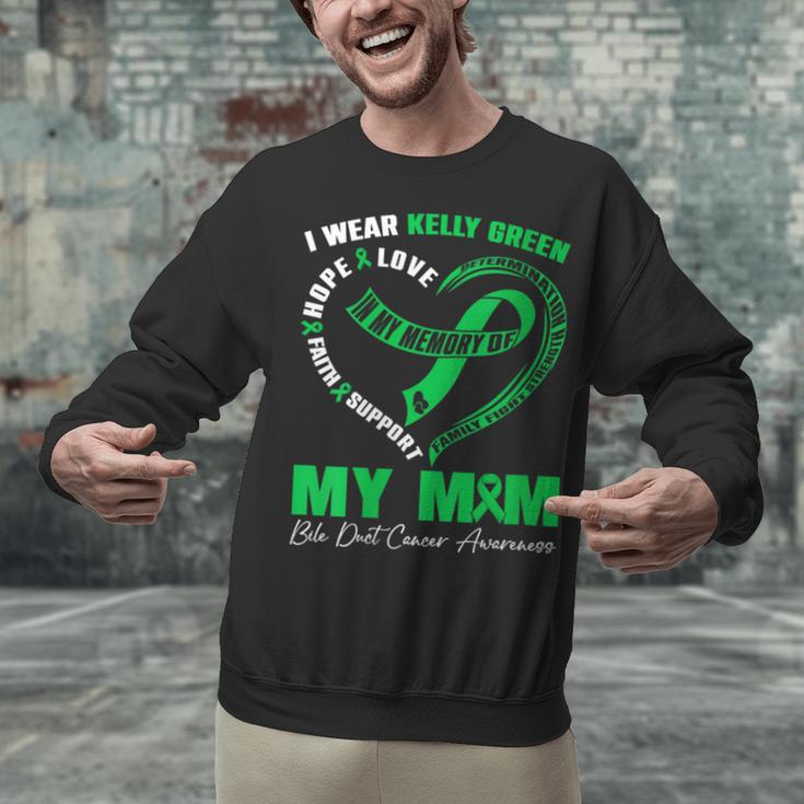 I Wear Kelly Green In My Memory Of My Mom Bile Duct Cancer Unisex Sweatshirt