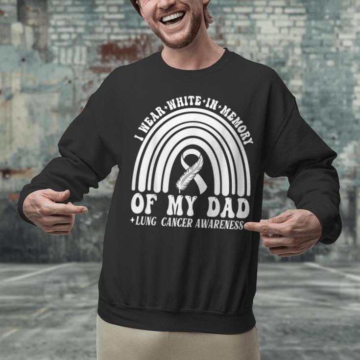 I Wear In Memory Of Dad Lung Cancer Awareness Ribbon Unisex Sweatshirt