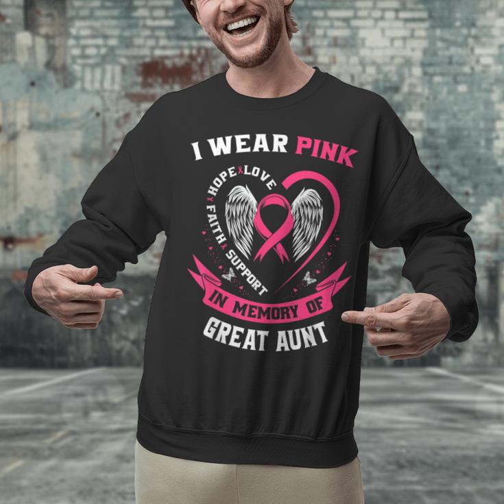 I Wear Pink In Memory Of Great Aunt Breast Cancer Shirts Tee Unisex Sweatshirt