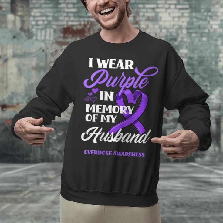 I Wear Purple In Memory Of My Husband Overdose Awareness Unisex Sweatshirt