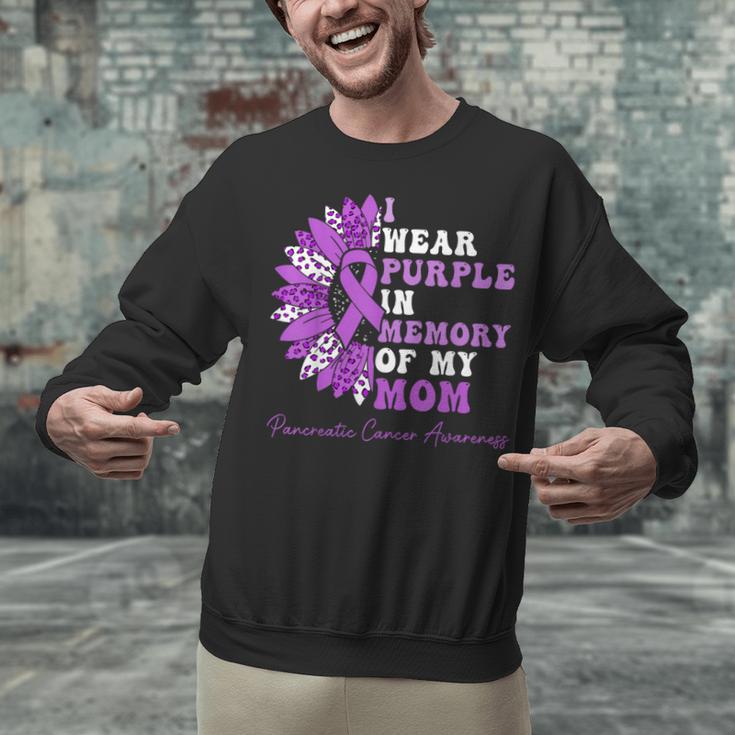 I Wear Purple In Memory Of My Mom Pancreatic Cancer Ribbon Unisex Sweatshirt