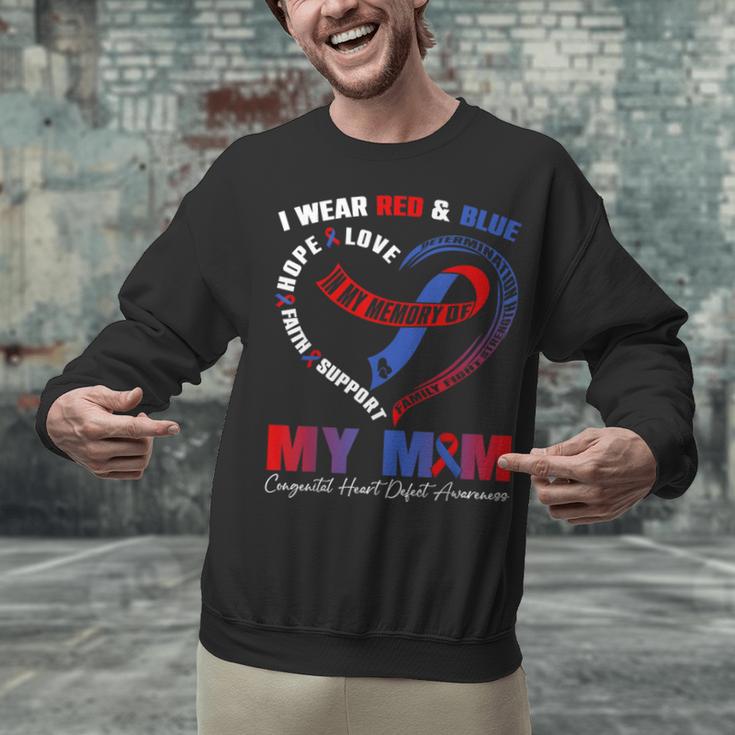 I Wear Red & Blue In My Memory Of My Mom CHD Awareness Month Unisex Sweatshirt