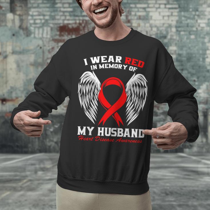 I Wear Red In Memory Of My Husband Heart Disease Awareness Unisex Sweatshirt