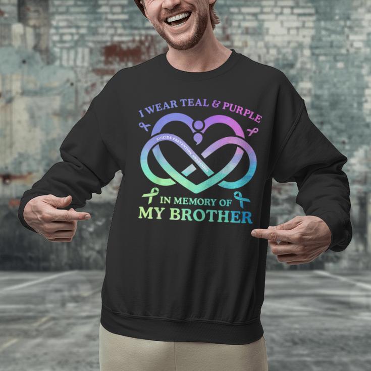 I Wear Teal & Purple Memory Of My Brother Suicide Prevention Unisex Sweatshirt