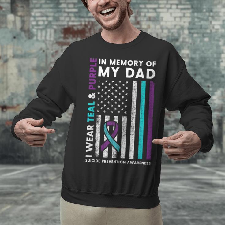 I Wear Teal & Purple In Memory Of My Dad Suicide Prevention Unisex Sweatshirt