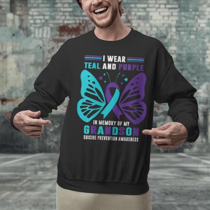 I Wear Teal And Purple In Memory Of My Grandson Unisex Sweatshirt I Wear Teal And Purple In Memory Of My Grandson Unisex Sweatshirt