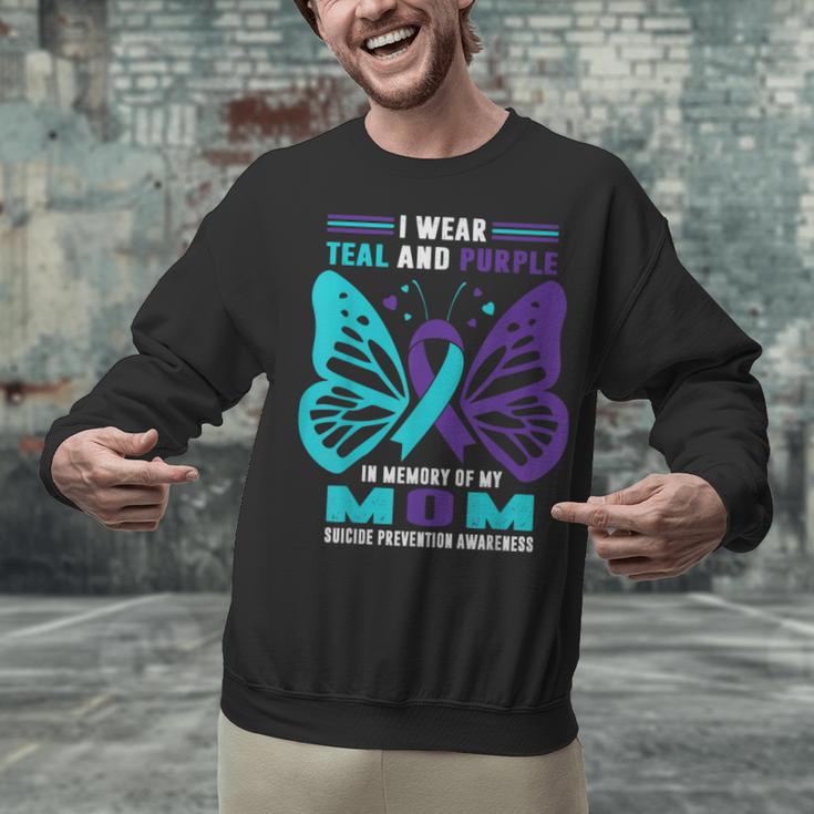 I Wear Teal And Purple In Memory Of My Mom Unisex Sweatshirt