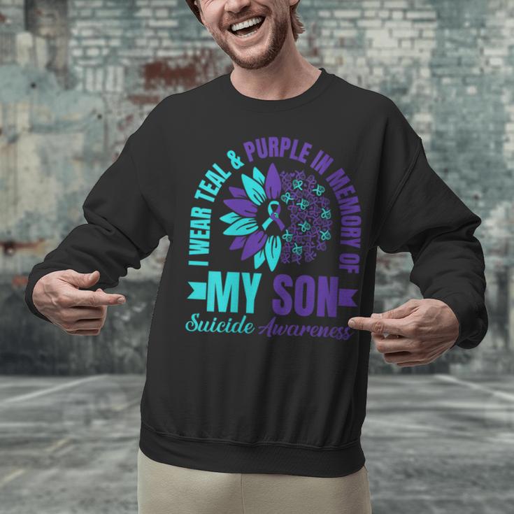 I Wear Teal Purple In Memory Of My Son Suicide Awareness Unisex Sweatshirt