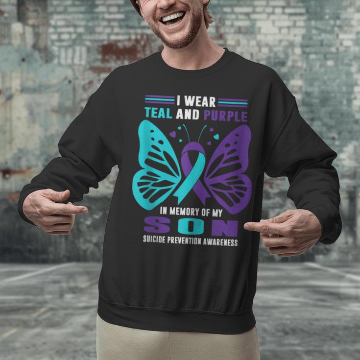 I Wear Teal And Purple In Memory Of My Son Unisex Sweatshirt