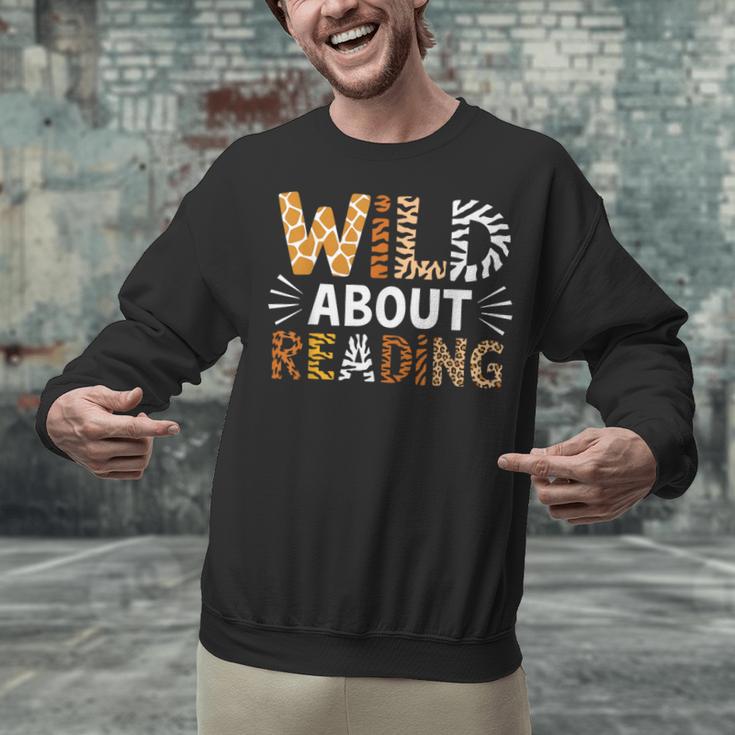 Wild About Reading Animal Bookworm Library Book Lover Reader Unisex Sweatshirt