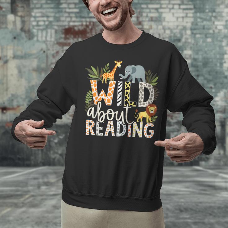 Wild About Reading Animals And Book Lovers Unisex Sweatshirt